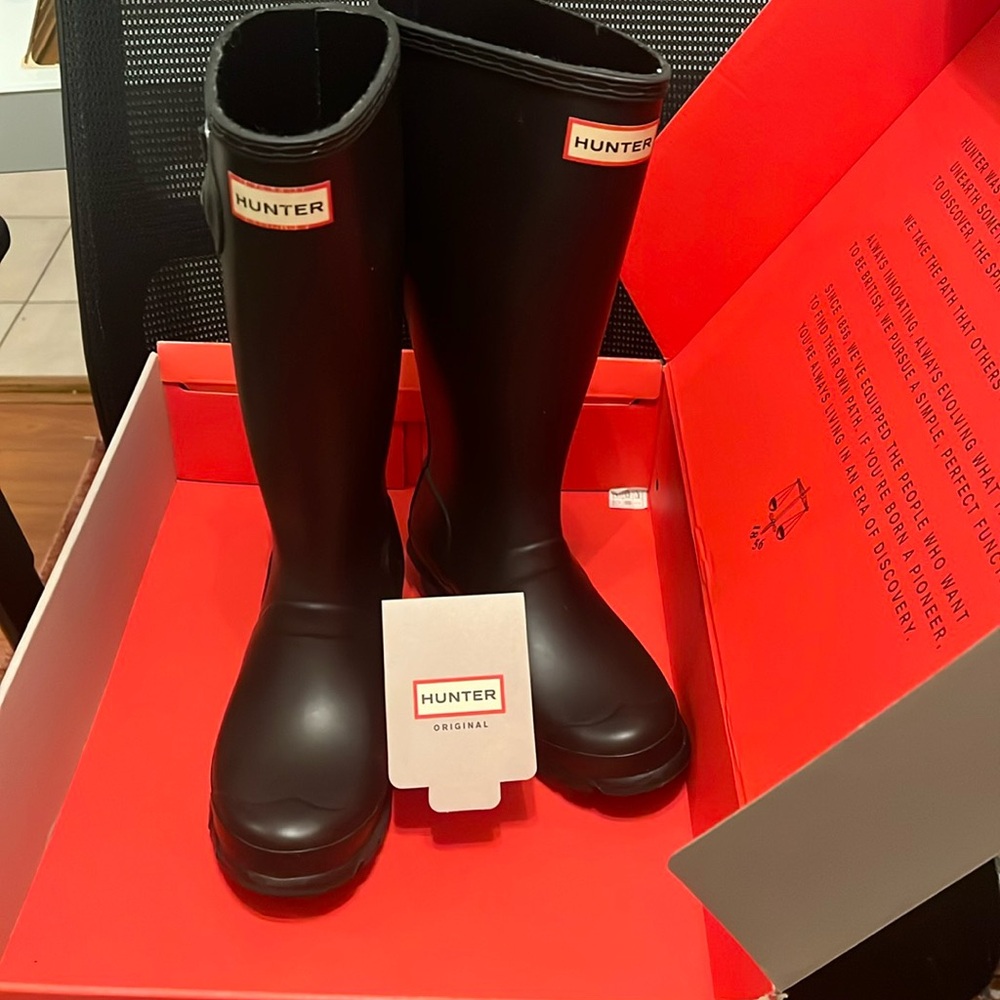 Hunter original black rain boots kids women’s 5- see sizing
